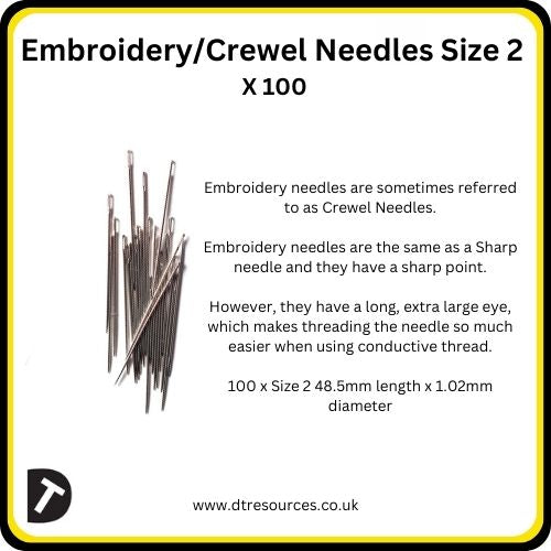 Embroidery/Crewel Needles 100 Pack of Size 2