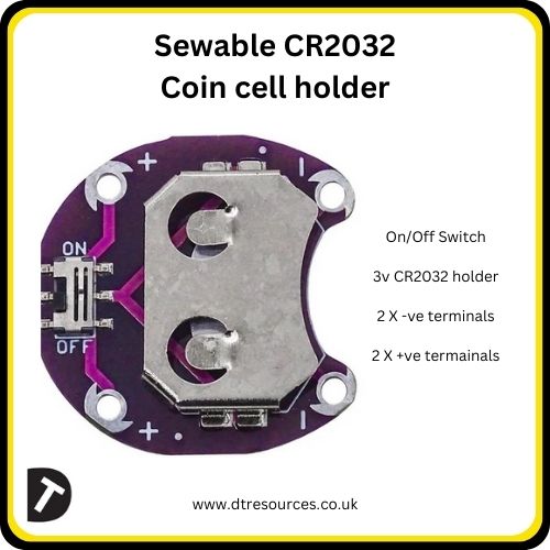 Sewable CR2032 Coin Cell Holder X10
