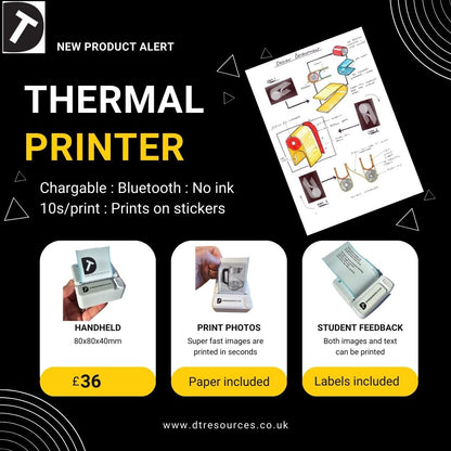 Bluetooth Thermal Printer + free paper and sticker roll